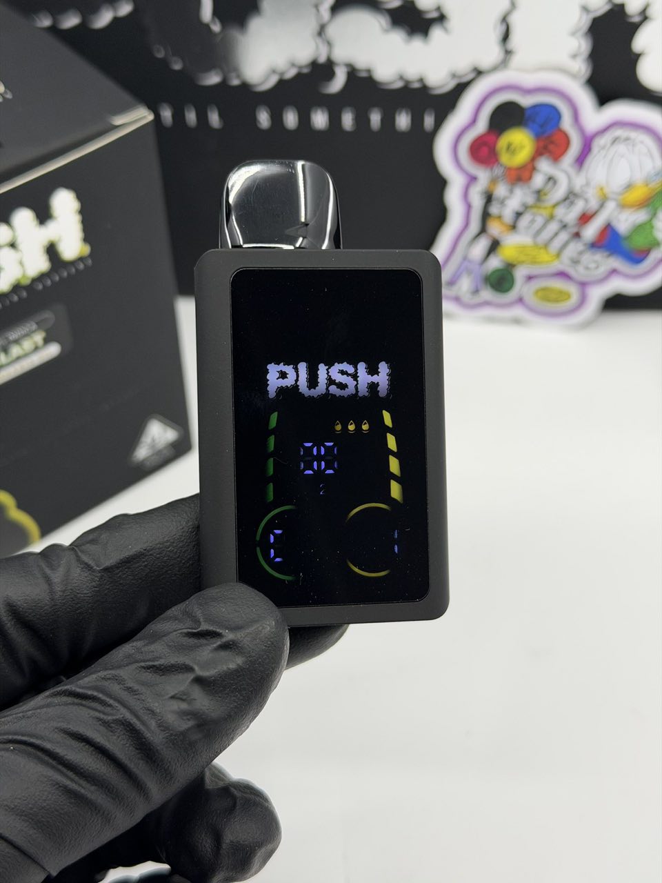 push disposable with screen